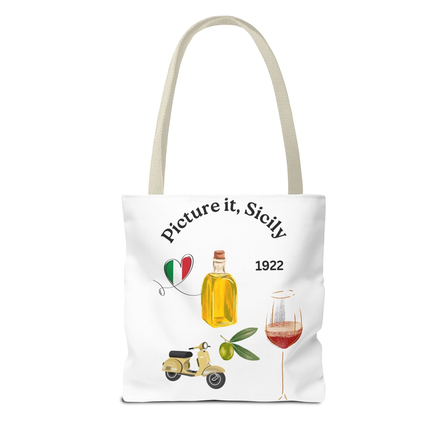 Sicily Tote Bag - Stylish Shopper, Beach Essential, Gift for Wine Lovers, Travel Bag, Unique Souvenir Printed both sides - AUNTIE VIKKI