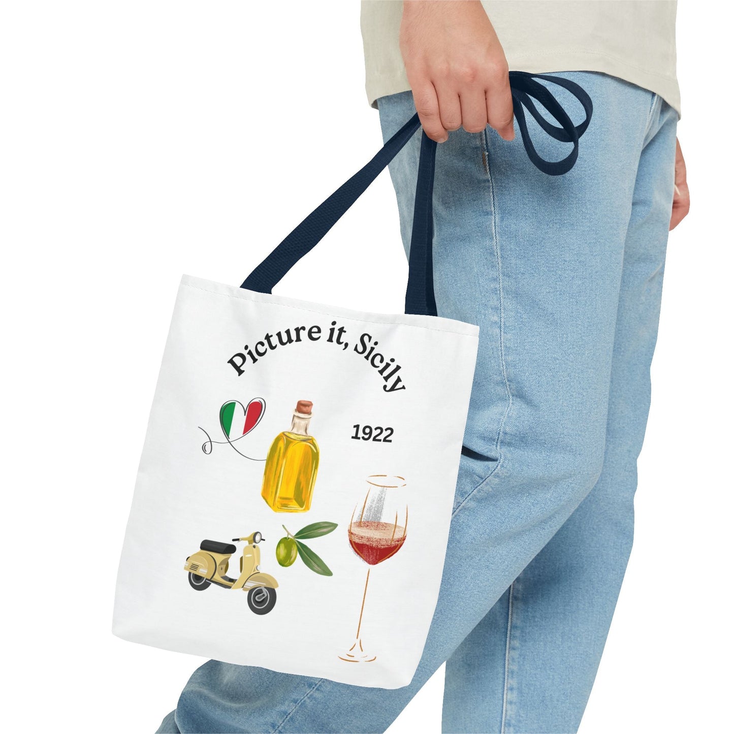 Sicily Tote Bag - Stylish Shopper, Beach Essential, Gift for Wine Lovers, Travel Bag, Unique Souvenir Printed both sides - AUNTIE VIKKI