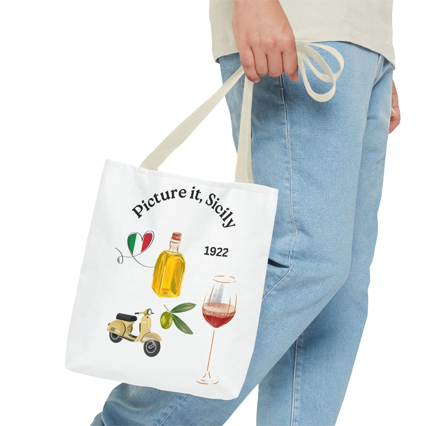 Sicily Tote Bag - Stylish Shopper, Beach Essential, Gift for Wine Lovers, Travel Bag, Unique Souvenir Printed both sides - AUNTIE VIKKI