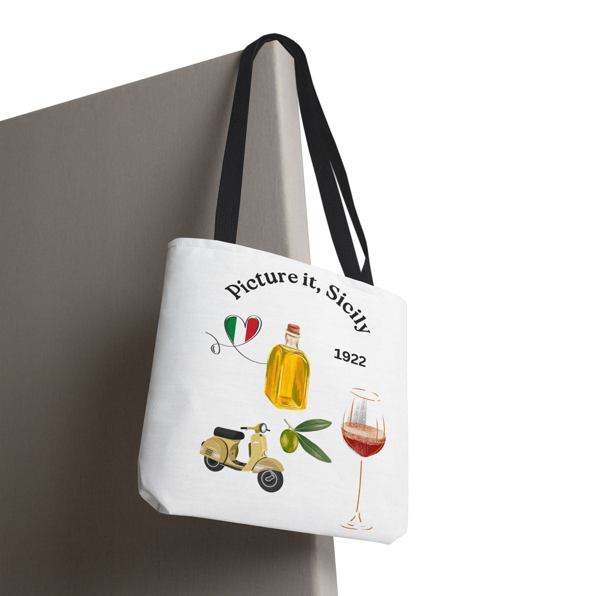 Sicily Tote Bag - Stylish Shopper, Beach Essential, Gift for Wine Lovers, Travel Bag, Unique Souvenir Printed both sides - AUNTIE VIKKI