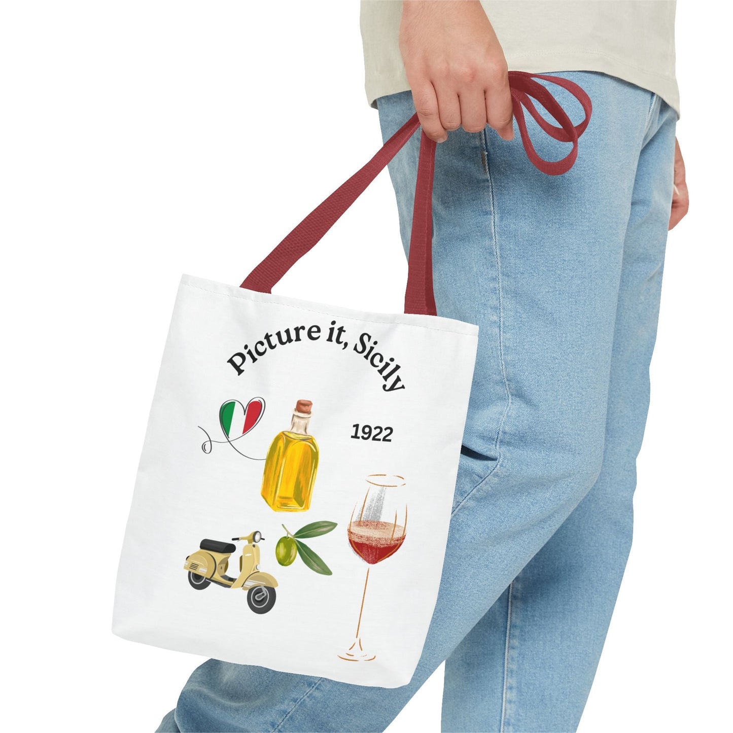 Sicily Tote Bag - Stylish Shopper, Beach Essential, Gift for Wine Lovers, Travel Bag, Unique Souvenir Printed both sides - AUNTIE VIKKI