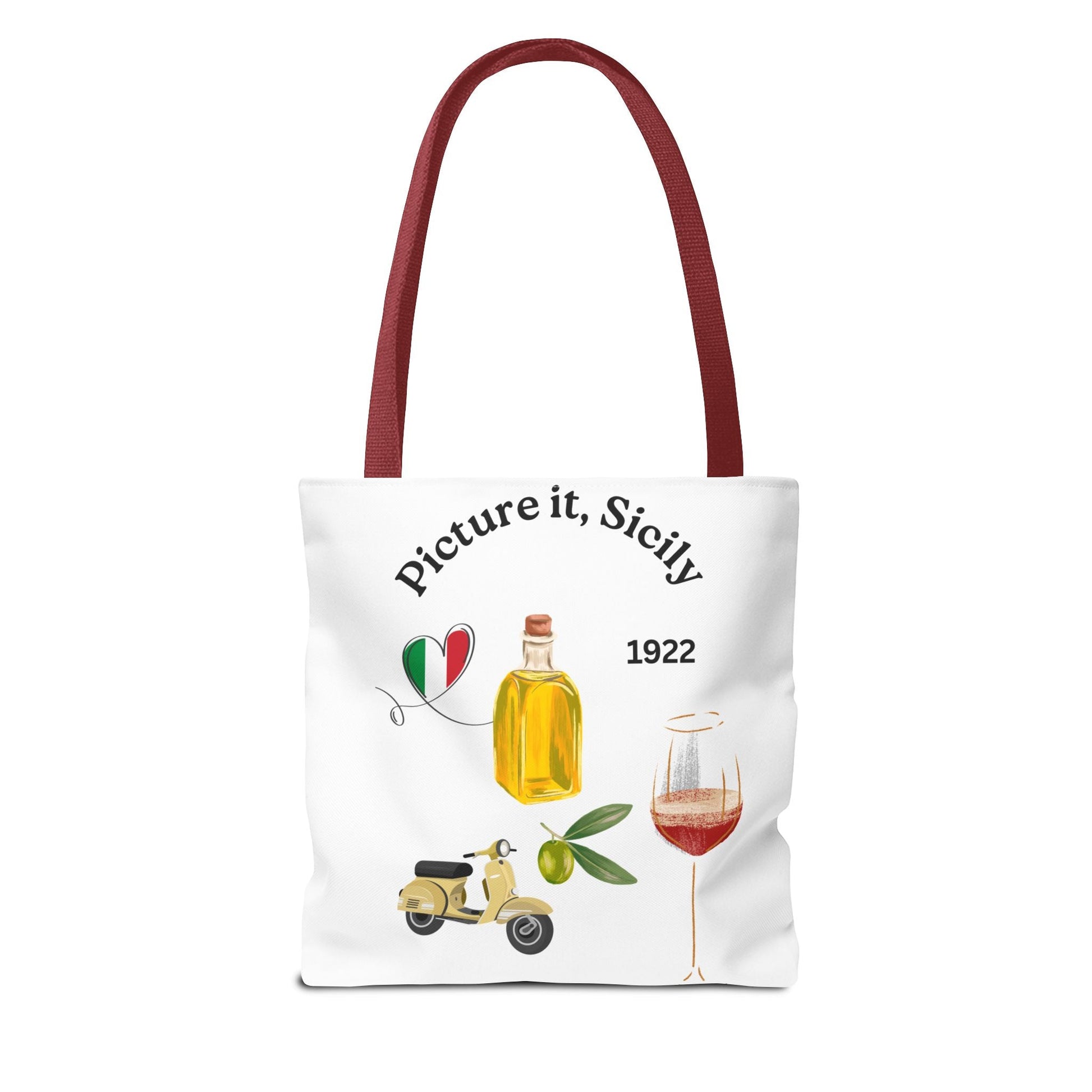 Sicily Tote Bag - Stylish Shopper, Beach Essential, Gift for Wine Lovers, Travel Bag, Unique Souvenir Printed both sides - AUNTIE VIKKI