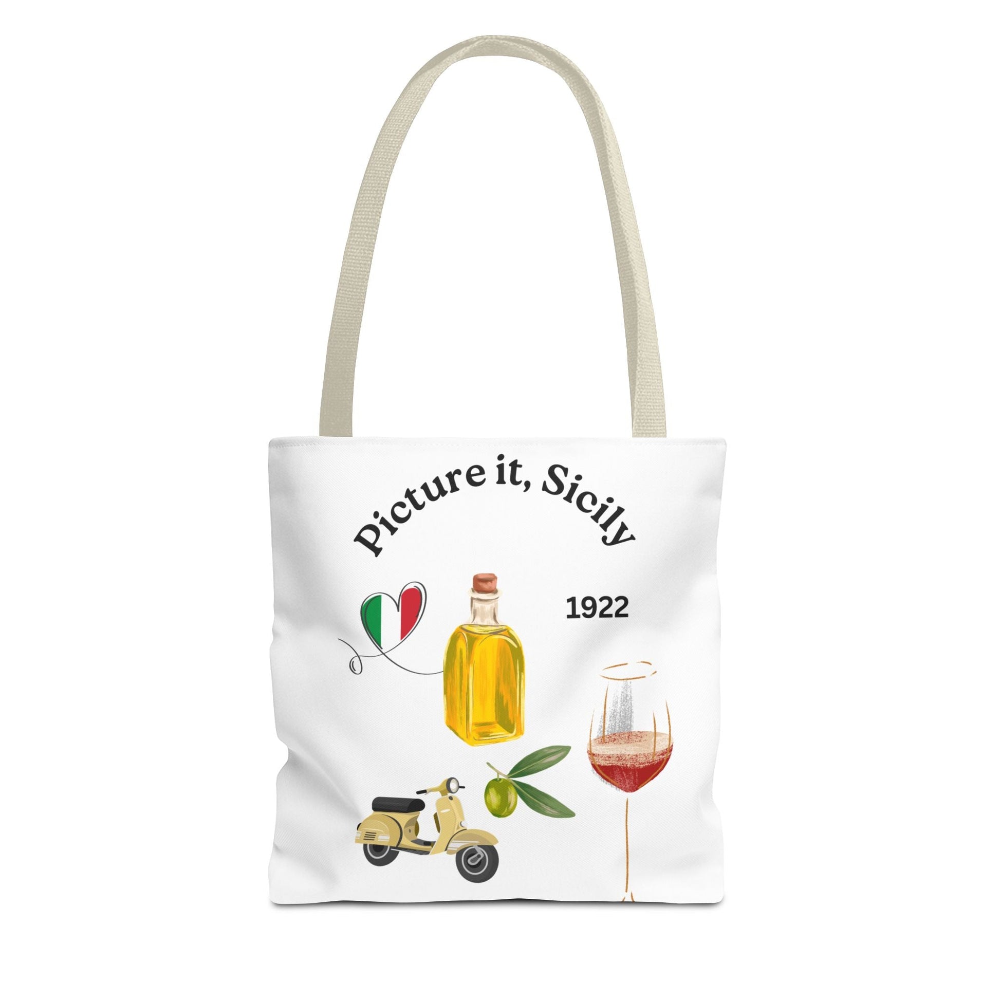 Sicily Tote Bag - Stylish Shopper, Beach Essential, Gift for Wine Lovers, Travel Bag, Unique Souvenir Printed both sides - AUNTIE VIKKI