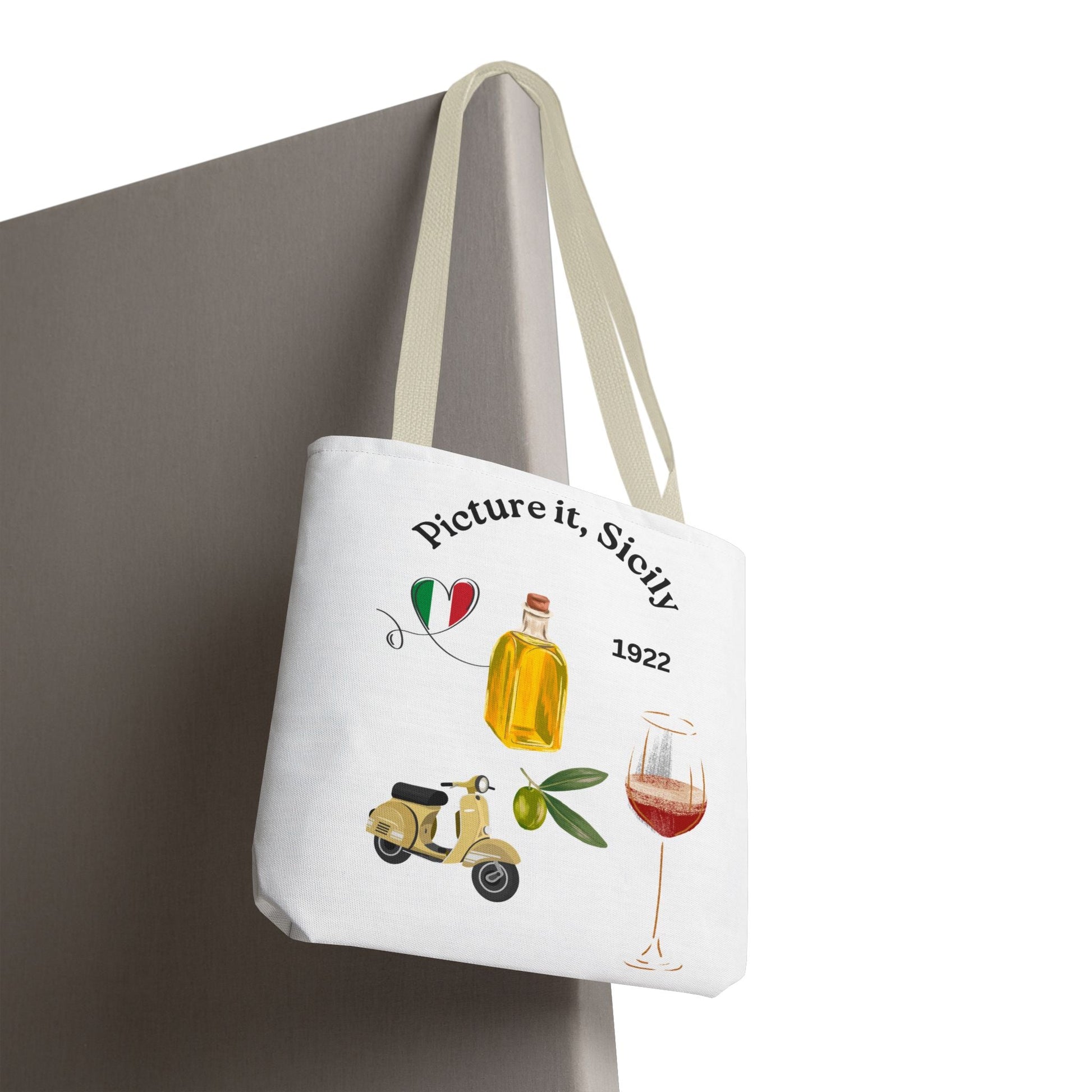 Sicily Tote Bag - Stylish Shopper, Beach Essential, Gift for Wine Lovers, Travel Bag, Unique Souvenir Printed both sides - AUNTIE VIKKI