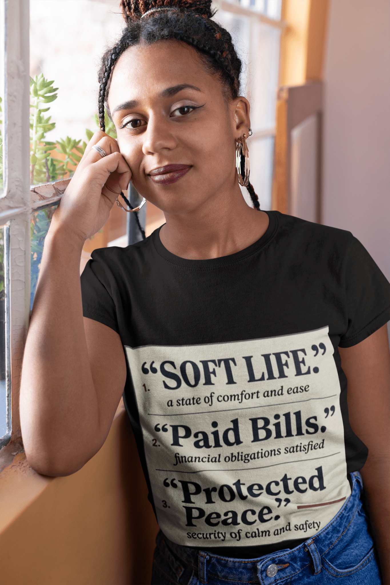 Soft Life Definition Tee — "Soft Life. Paid Bills. Protected Peace." Graphic T-Shirt - AUNTIE VIKKI