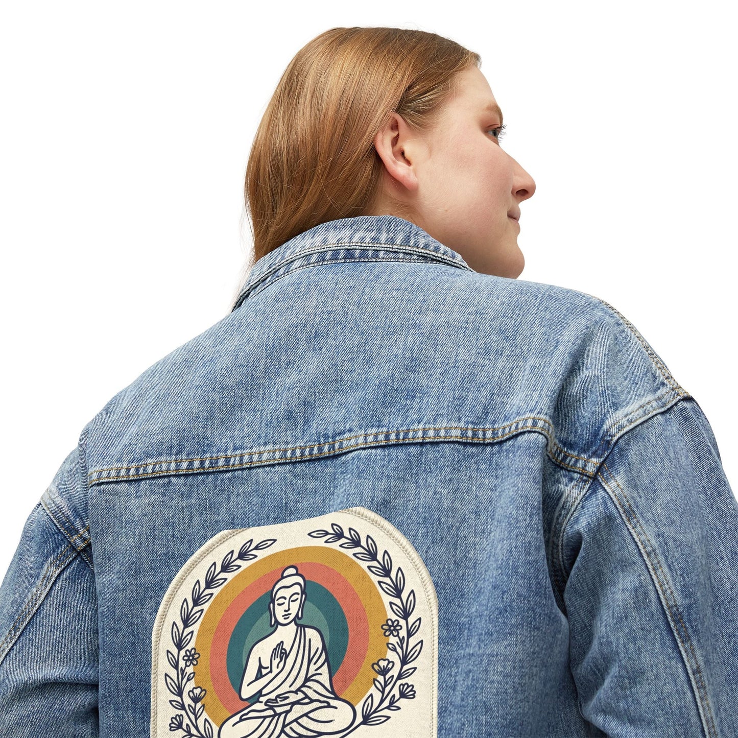 Women's Denim Jacket — 'If It Doesn't Bring Me Peace I Don't Want It' Buddha Back Patch - AUNTIE VIKKI