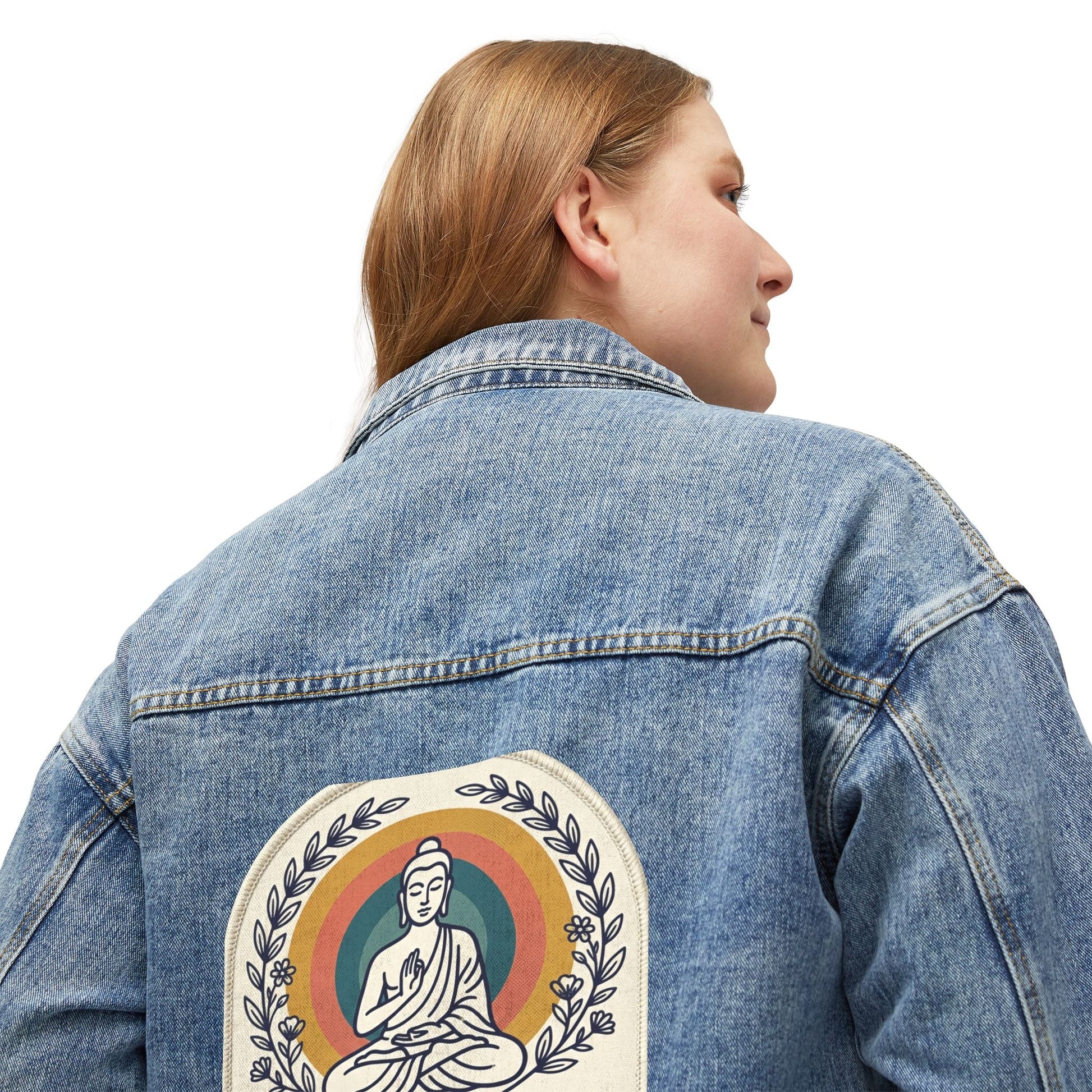 Women's Denim Jacket — 'If It Doesn't Bring Me Peace I Don't Want It' Buddha Back Patch - AUNTIE VIKKI